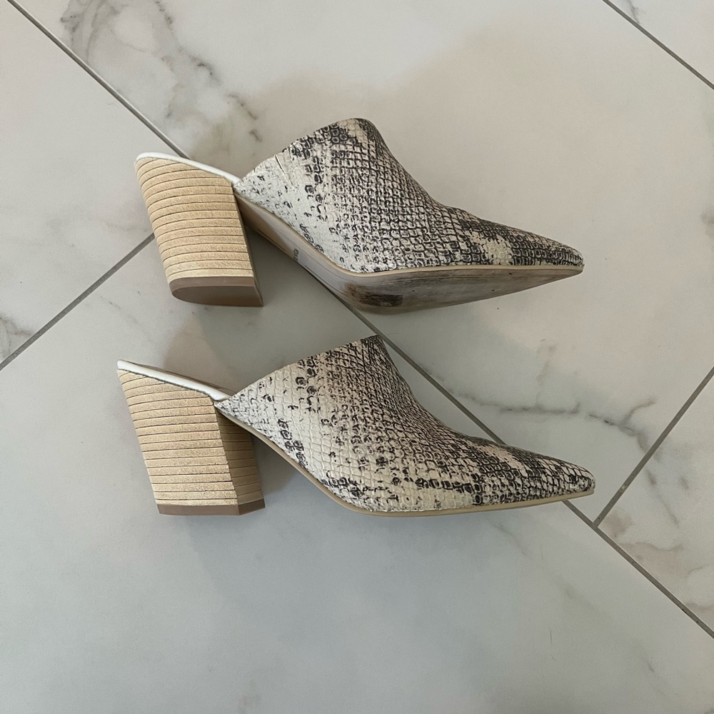 Dolce Vita Ravyn Stacked Heel Mules. Python Print… - image 2